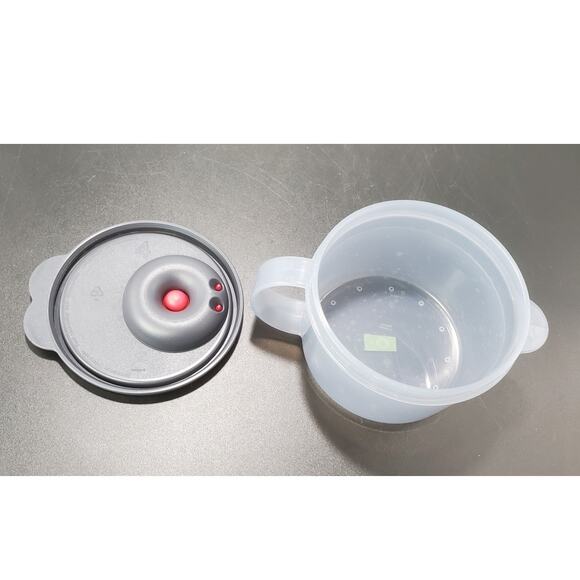 Tupperware 3155 Microwave 16 oz Soup Mug w/Vent Spout Lid 3156 Black & Smoke - Picture 4 of 5